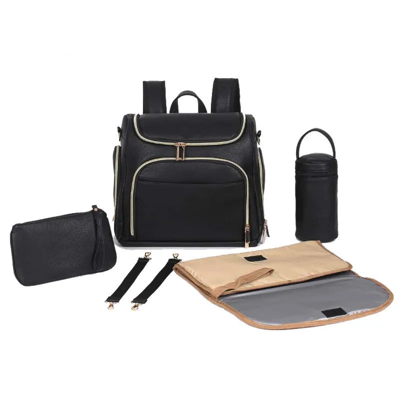 Sac à dos à langer en cuir PU, pratique et élégant