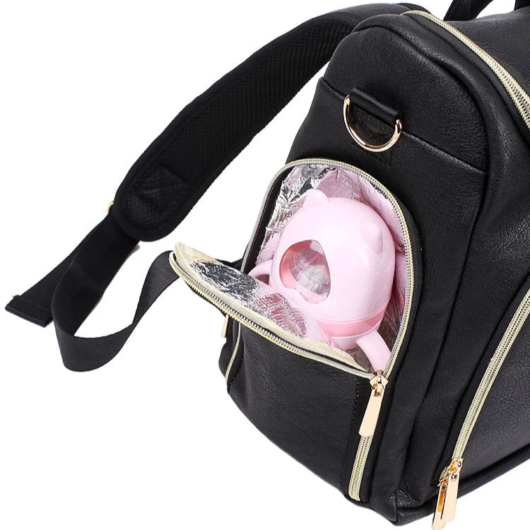 Sac à dos à langer en cuir PU, pratique et élégant
