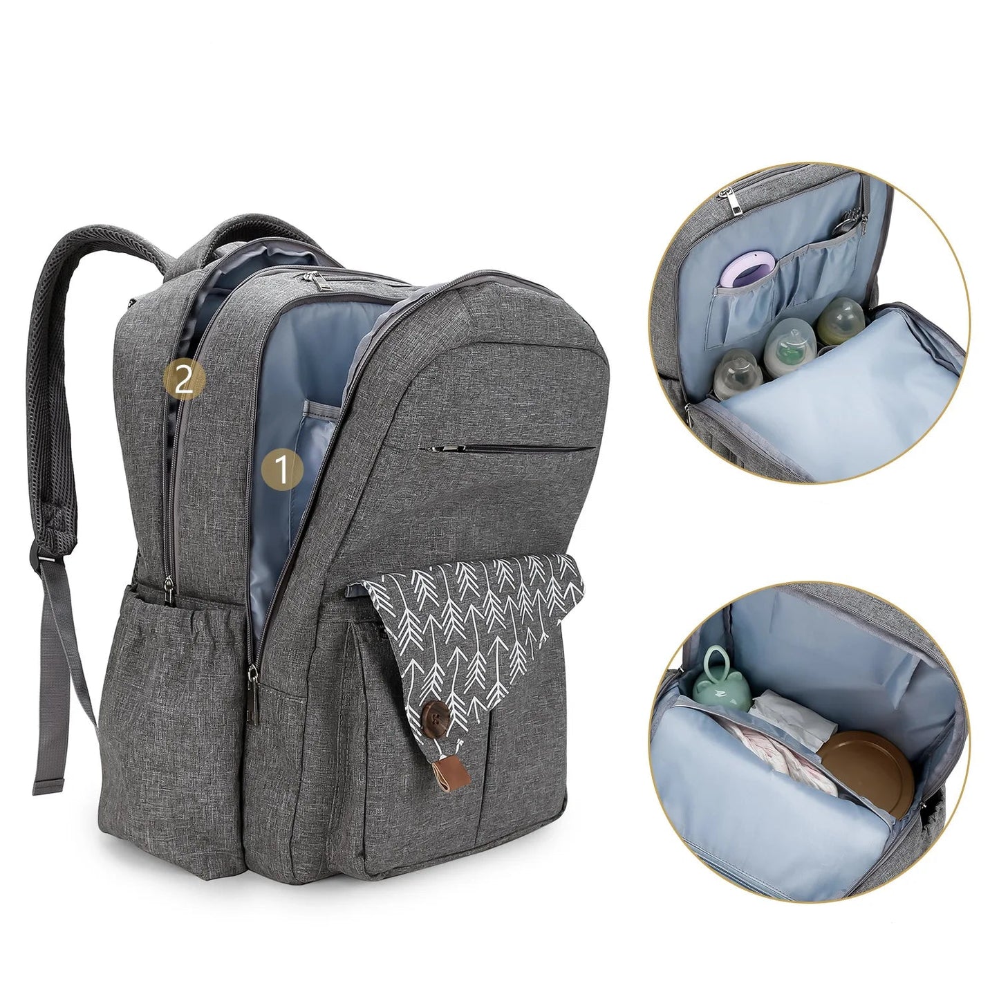 Sac à dos à langer: Design hydrofuge, Confort voyage, Rangement facile