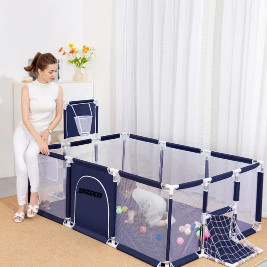 Parc Bébé Évolutif avec Panier de Basket - 6 mois à 6 ans, Espace de Jeu pour Enfants