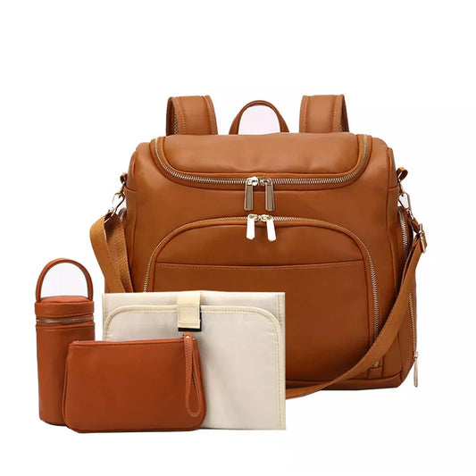 Sac à dos à langer en cuir PU, pratique et élégant