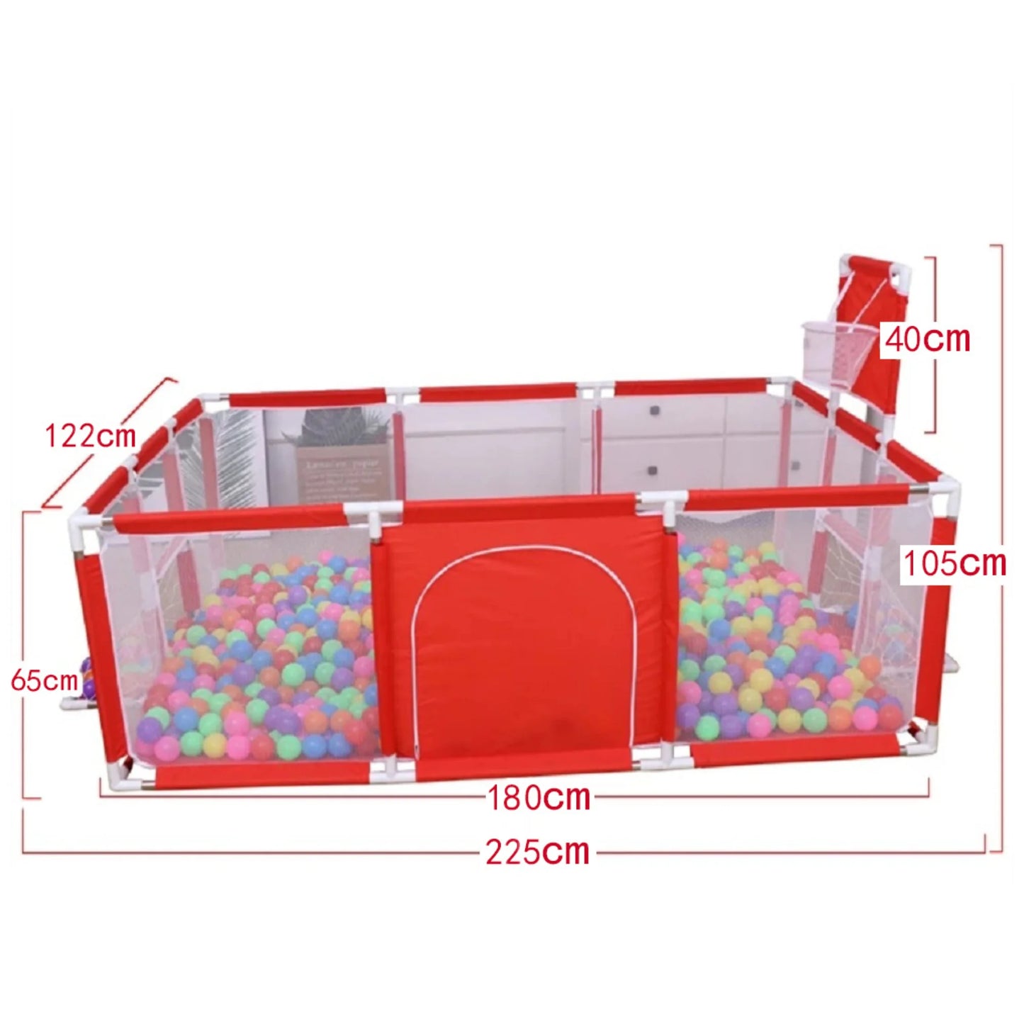 Parc Bébé Évolutif avec Panier de Basket - 6 mois à 6 ans, Espace de Jeu pour Enfants