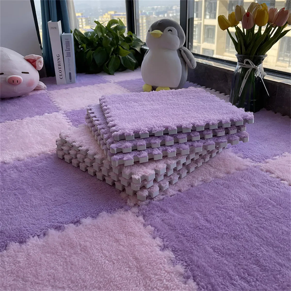 Tapis de sol bébé en mousse souple, 10 pièces - Dalles interconnectables lavables