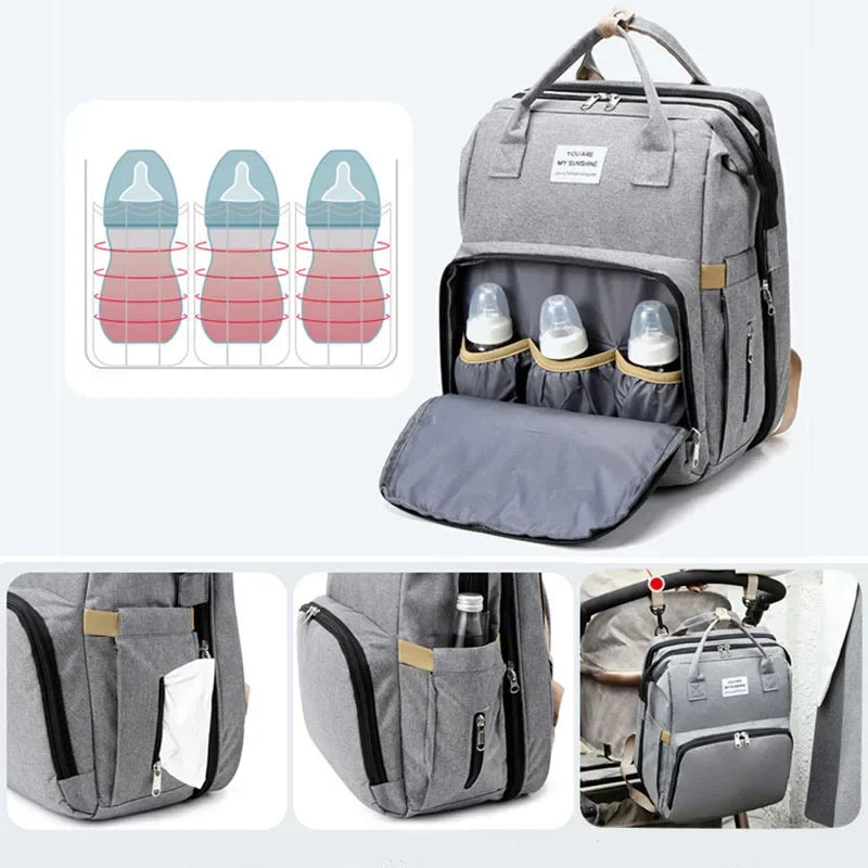 Sac à dos à langer multifonction - Matelas intégré, Isolation pour biberon
