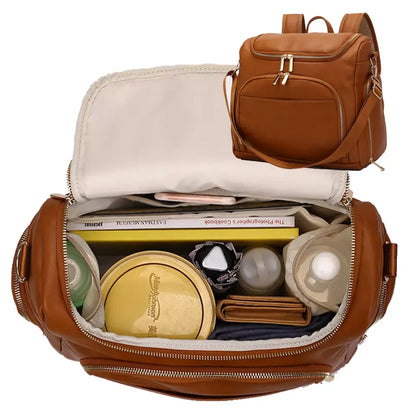Sac à dos à langer en cuir PU, pratique et élégant