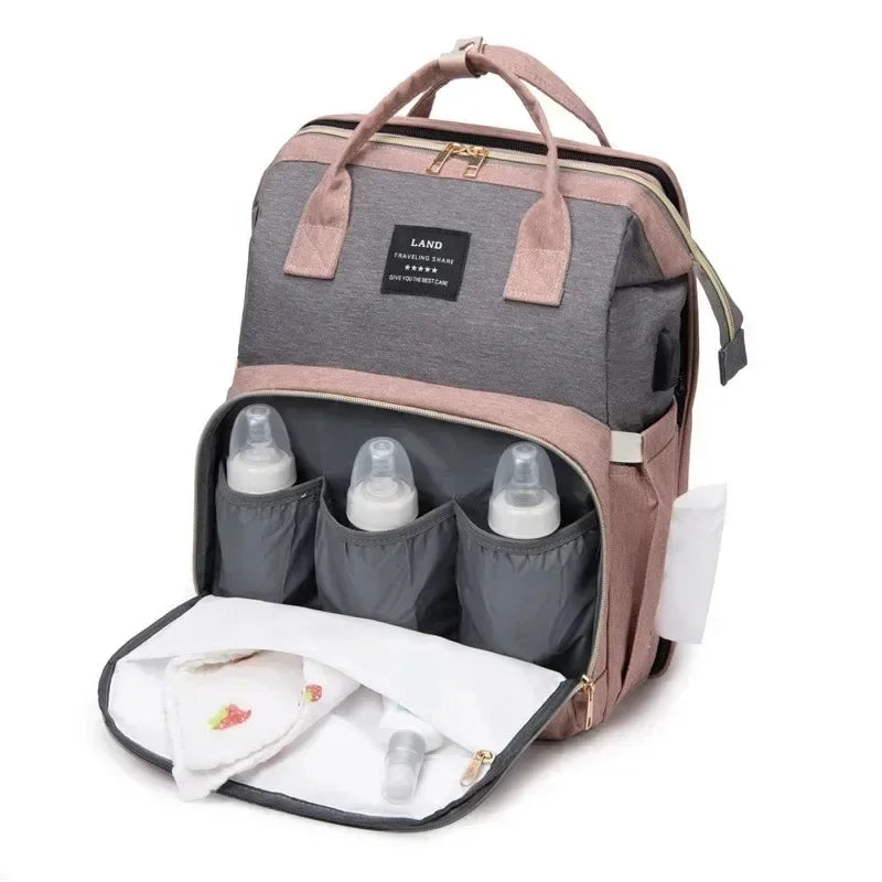 Sac à dos à langer pliable - Berceau nomade, grande capacité, design patchwork