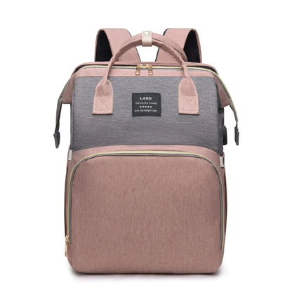 Sac à dos à langer pliable - Berceau nomade, grande capacité, design patchwork