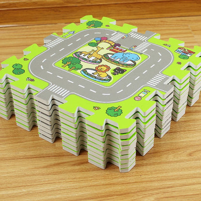 Tapis de jeu enfant routes - Dalles de Moquette, Créatif et Éducatif, 9 pièces