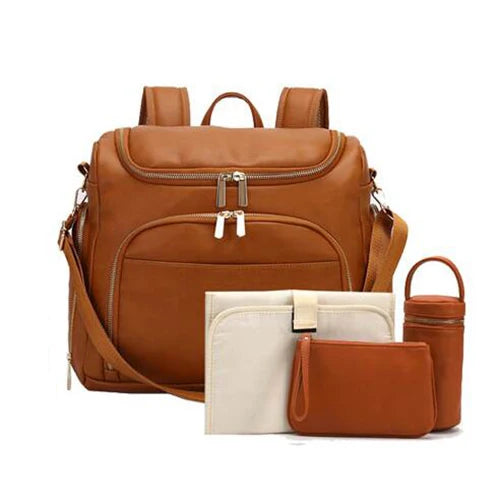 Sac à dos à langer en cuir PU, pratique et élégant