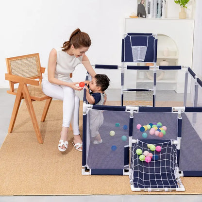 Parc Bébé Évolutif avec Panier de Basket - 6 mois à 6 ans, Espace de Jeu pour Enfants